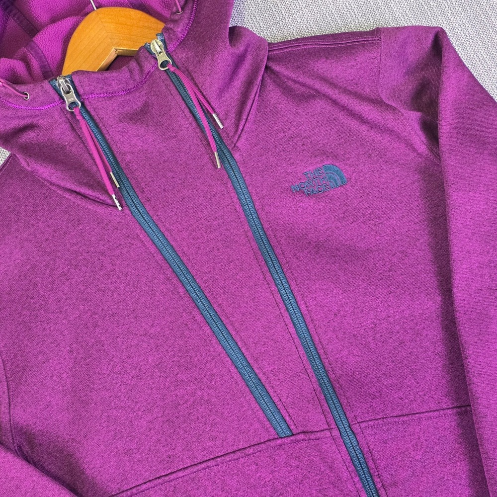 The North Face Hoodie Womens L Purple Asymmetrical Full Zip Fleece Jacket Large